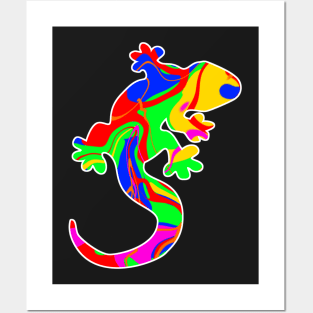 Colorful surreal psychedelic lizard king VII Posters and Art